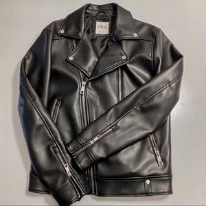 Zara Faux Leather Biker Jacket Black